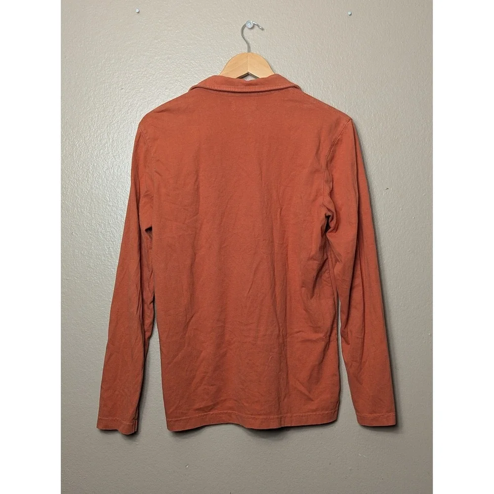 Banana Republic Polo Shirt Mens M Orange Long Sleeve V-Neck Cotton Chest Pocket